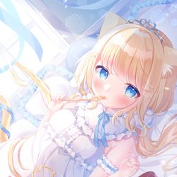 This is a pixiv picture whose title is お嬢様のご機嫌取り🐈🍰💙.