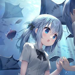 This is a pixiv picture whose title is 水族館でチノちゃんとデート中❤.