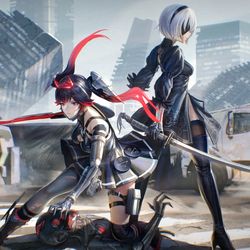 This is a pixiv picture whose title is 战双X尼尔联动.