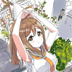 This is a pixiv picture whose title is ポニテAqoursとにことたんくうくう.