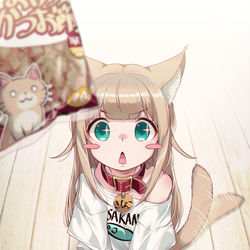 This is a pixiv picture whose title is かつお節に夢中なきなこ🐈🐟.