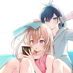 This is a pixiv picture whose title is ・・・誰とLINEしてんの？.