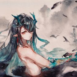 This is a pixiv picture whose title is 您怎么洗澡时也画画.