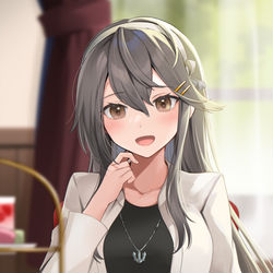 This is a pixiv picture whose title is 榛名とお茶会.