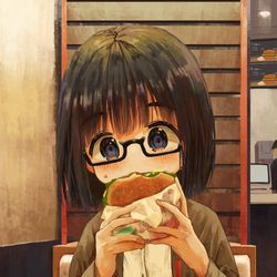This is a pixiv picture whose title is バーガーキング食べてるアラサー.