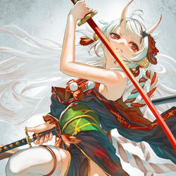 This is a pixiv picture whose title is 鬼神、百鬼あやめ.