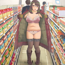 This is a pixiv picture whose title is コンビニ露出お姉さん.