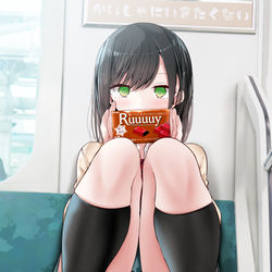 This is a pixiv picture whose title is 通勤電車でぱんつを見せてくるJKちゃん.