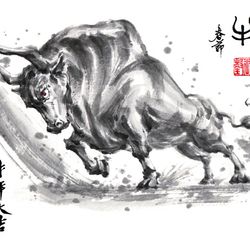 This is a pixiv picture whose title is 【極道畫師】牛年大吉 牛氣沖天.