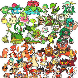 This is a pixiv picture whose title is ポケトゥーン御三家シリーズまとめ.