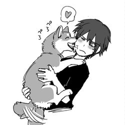 This is a pixiv picture whose title is ハスキー男子×柴犬女子.
