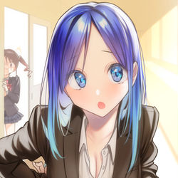 This is a pixiv picture whose title is 「学校にお菓子持ってきちゃダメよ〜〜っ」.