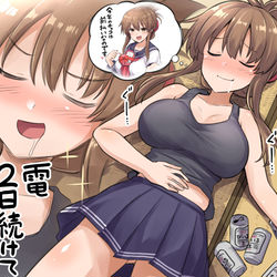 This is a pixiv picture whose title is 気持ちよさそうに寝ている電ちゃん.