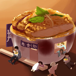 This is a pixiv picture whose title is 夜食処.
