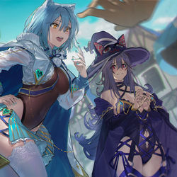 This is a pixiv picture whose title is 画了@伊甸园的骄傲 的安洛尔和拉比.