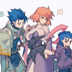 This is a pixiv picture whose title is 女体化投影魔術とセタンタとショタニキ.