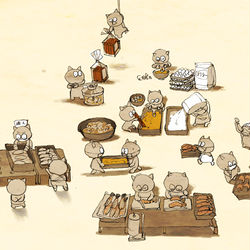 This is a pixiv picture whose title is エビフライの製造工場.