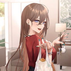 This is a pixiv picture whose title is 「仕事終わった？ あたしの家で飲もう」.