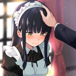 This is a pixiv picture whose title is よしよしされて恥ずかしいぱっつんメイド.