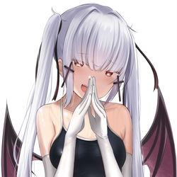 This is a pixiv picture whose title is スク水×長手袋×おっぱい.