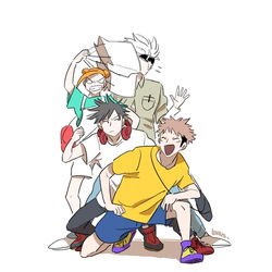 This is a pixiv picture whose title is じゅじゅつ（ほぼ五悠）.