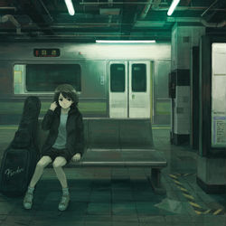 This is a pixiv picture whose title is 終電.