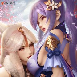 This is a pixiv picture whose title is Ningguang & Keqing.
