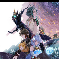 This is a pixiv picture whose title is 光の海 原神~.