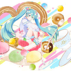 This is a pixiv picture whose title is Sweets war / あぽろ feat. 初音ミク.