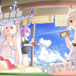 This is a pixiv picture whose title is アズレン3周年.