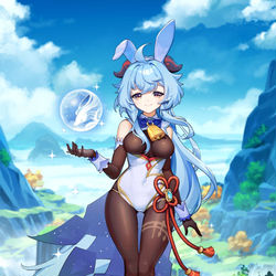 This is a pixiv picture whose title is bunny Ganyu - かんう バニーガール.