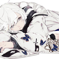 This is a pixiv picture whose title is 白髪ちゃん.
