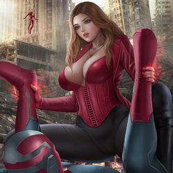This is a pixiv picture whose title is Wanda x Vision.