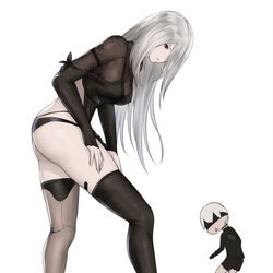 This is a pixiv picture whose title is タイツの具合を確認するA2.