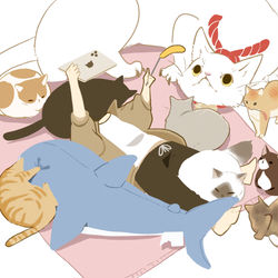 This is a pixiv picture whose title is 猫の日.