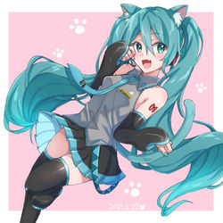 This is a pixiv picture whose title is 猫ミクさん.