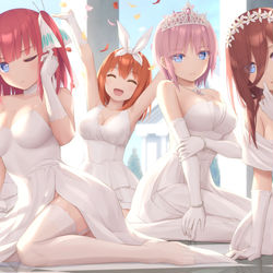 This is a pixiv picture whose title is ウェディングドレス五つ子.
