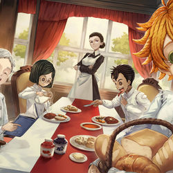 This is a pixiv picture whose title is 第五人格×約束のネバーランドコラボイベント.