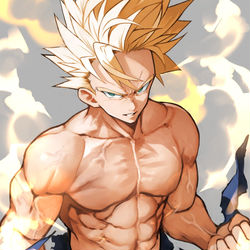 This is a pixiv picture whose title is 髪型アレンジしたら誰かわからないって言われた悟空.