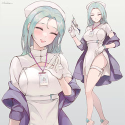 This is a pixiv picture whose title is 糸目のナースさん.