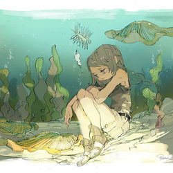 This is a pixiv picture whose title is 古代の海で沈みたい.