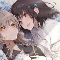 This is a pixiv picture whose title is ひだまりに添い寝.