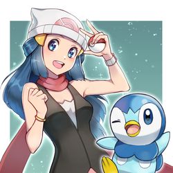 This is a pixiv picture whose title is ヒカリ＆ポッチャマ.
