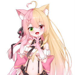 This is a pixiv picture whose title is 猫猫比心.