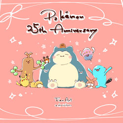 This is a pixiv picture whose title is Pokémon 25th Anniversary（ポケモンまとめ.