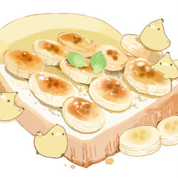 This is a pixiv picture whose title is キャラメルバナナトースト.