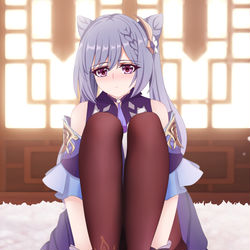 This is a pixiv picture whose title is 刻晴揉脚脚~.