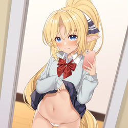 This is a pixiv picture whose title is 自撮りのエルフ.