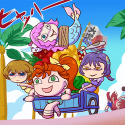 This is a pixiv picture whose title is トロピ狩る部.