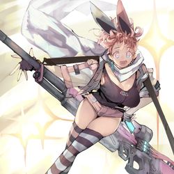 This is a pixiv picture whose title is 【強化人類アムネロ】スナイパーミュカ【オリジナル】.